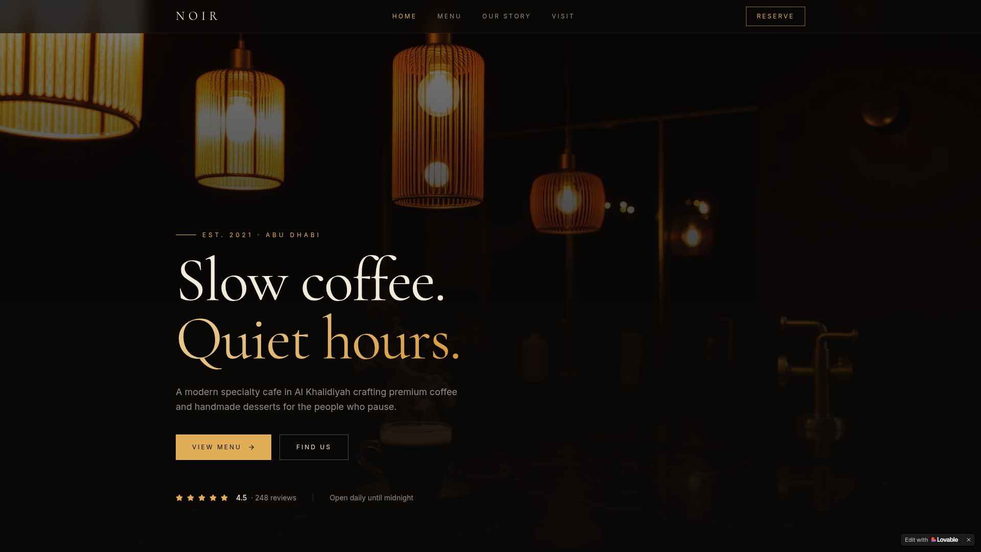 Noir — Hospitality · Café project by Blankspace Studios